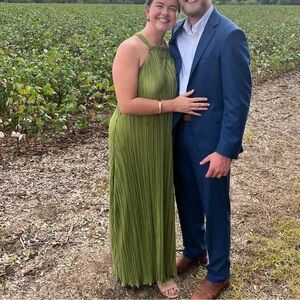 Petal & Pup Green Pleated Maxi Dress